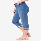 Plus Size Sequin Trim Straight Leg Capri Jean image number 2