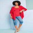 Plus Size Sequin Trim Straight Leg Capri Jean image number 4