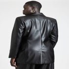 Faux Leather Cinched Waist Double Breasted Blazer image number null