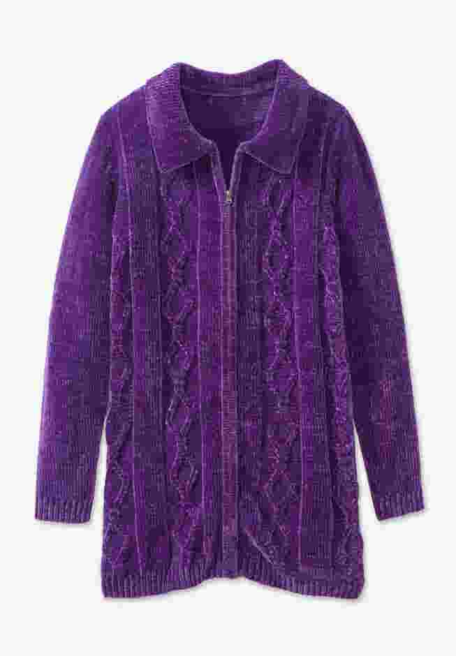 Chenille Zip Cable Cardigan image number 1