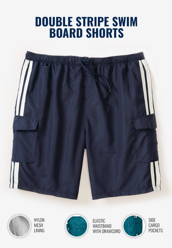 10" Double Stripe Swim Board Shorts image number 1