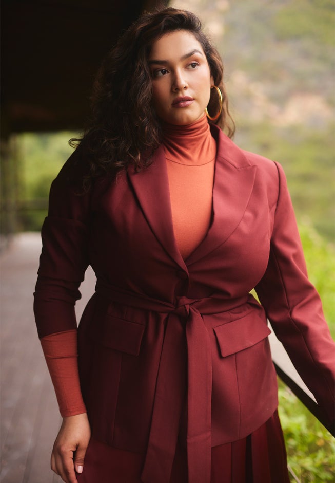 Wide Belt Single Breasted Blazer image number null