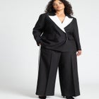 Cinched Blazer With Contrast Lapel image number null