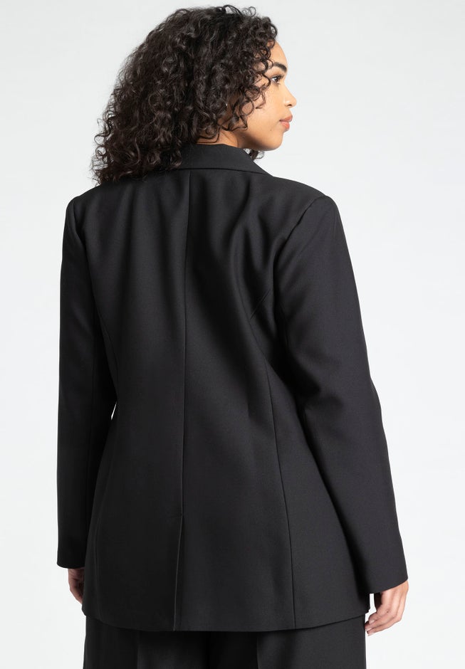 Cinched Blazer With Contrast Lapel image number 2