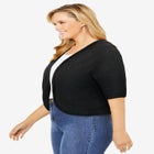 Rib Trim Cardigan Shrug Sweater image number null