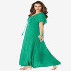 Plus Size Flutter Sleeve Hand Crinkled Maxi Dress – Curvy A-Line image number null