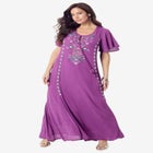 Plus Size Flutter Sleeve Hand Crinkled Maxi Dress – Curvy A-Line image number null