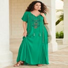 Plus Size Flutter Sleeve Hand Crinkled Maxi Dress &ndash; Curvy A-Line image number null