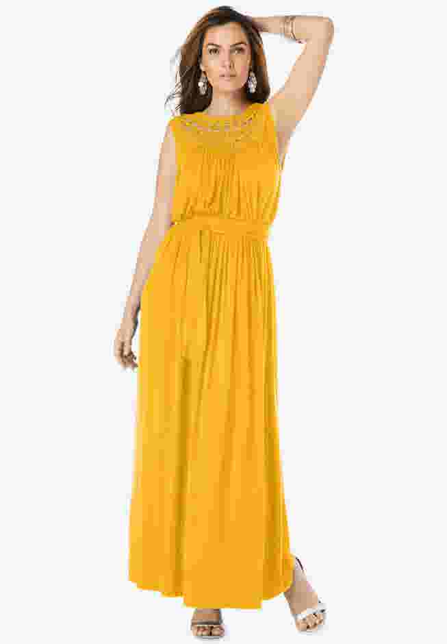 Crochet Yoke Maxi Dress image number 0