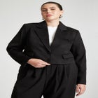 Barkwood x ELOQUII Faux Suede Crop Jacket With Pocket Details image number null