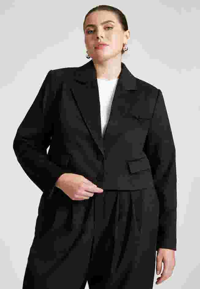 Barkwood x ELOQUII Faux Suede Crop Jacket With Pocket Details image number 0