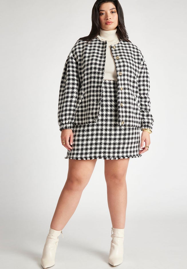 Houndstooth Bomber Jacket image number null