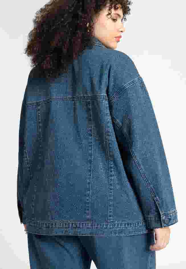 Barkwood x ELOQUII Oversized Embellished Denim Jacket image number 1