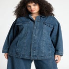 Barkwood x ELOQUII Oversized Embellished Denim Jacket image number null