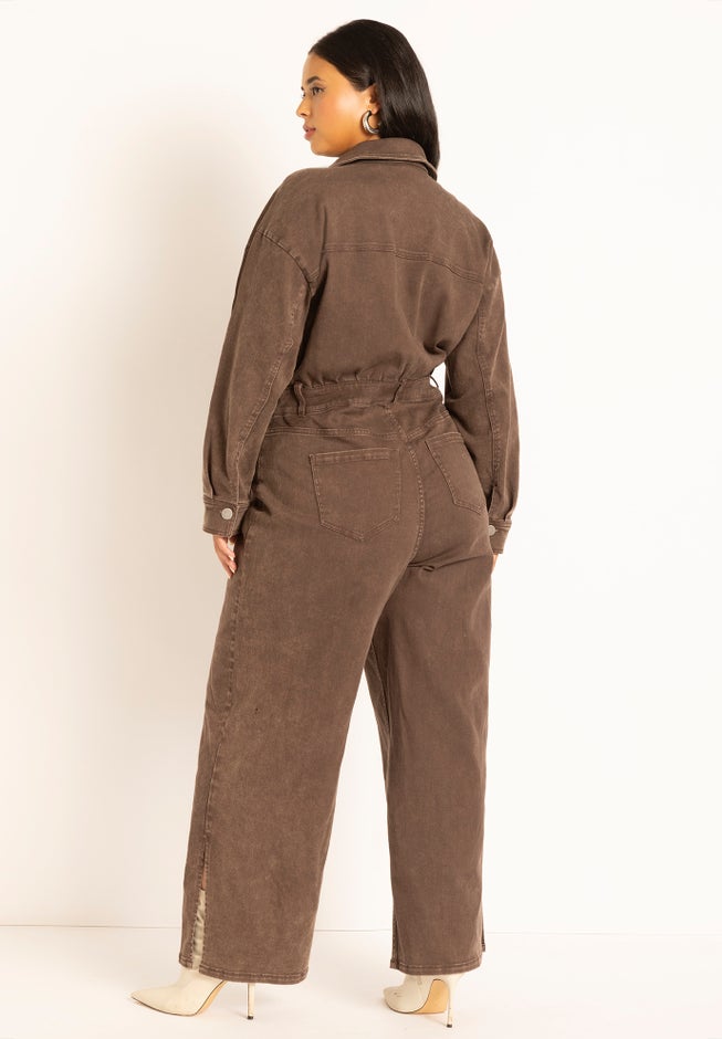 Exaggerated Sleeve Denim Jumpsuit image number null