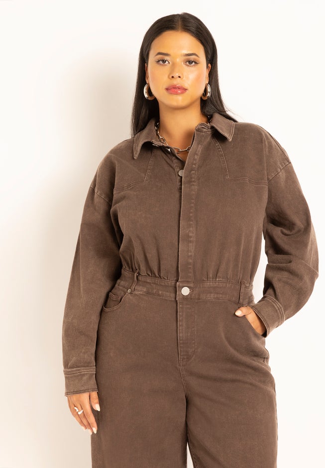 Exaggerated Sleeve Denim Jumpsuit image number null