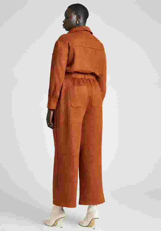 Barkwood x ELOQUII Faux Suede Jumpsuit With Belt image number 1