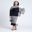 Mock Neck Intarsia Sweater image number null