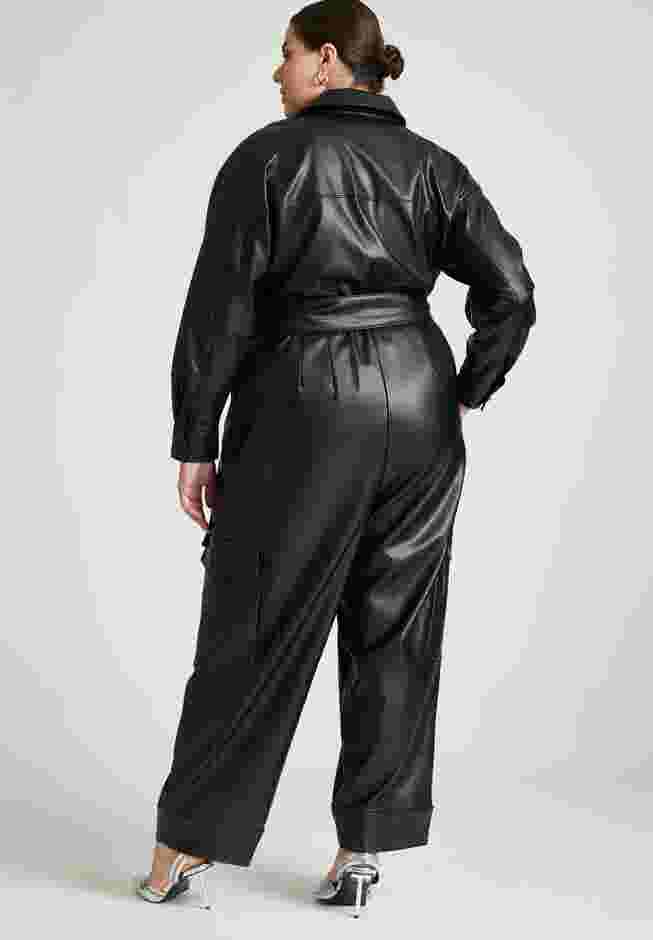 Leather Jumpsuit With Cargo Pockets image number 1