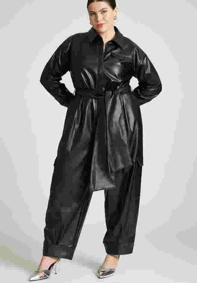 Leather Jumpsuit With Cargo Pockets image number 2