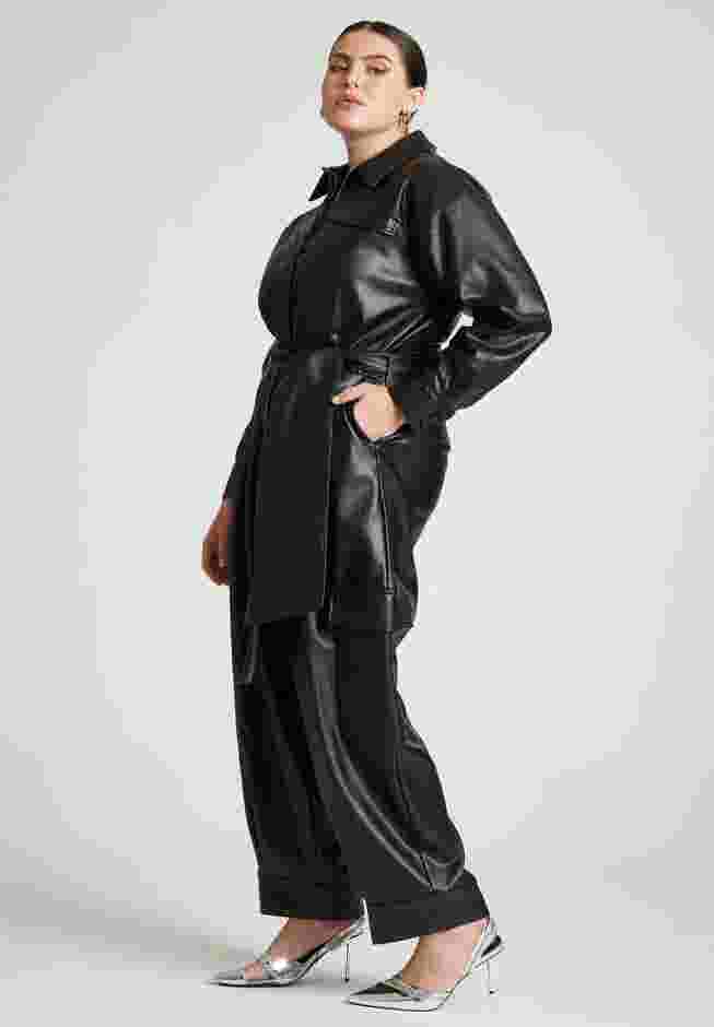 Leather Jumpsuit With Cargo Pockets image number 3