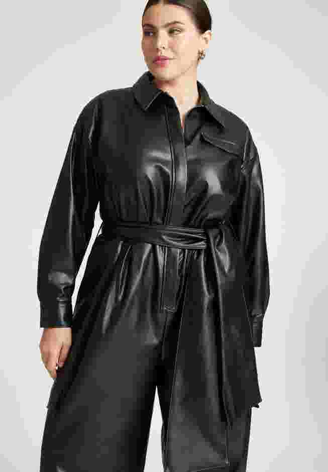 Leather Jumpsuit With Cargo Pockets image number 4