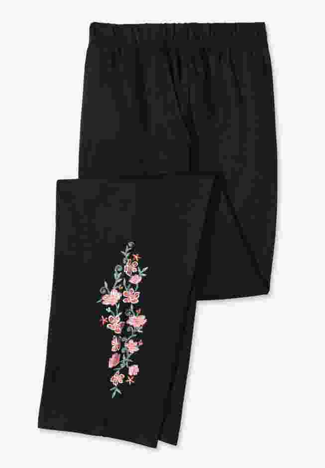 7-Day Knit Embroidered Straight-Leg Pull-On Pants image number 4