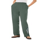 7-Day Knit Embroidered Straight-Leg Pull-On Pants image number null