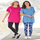 Stretch-Cotton Knit Pull-On Printed Pocket Leggings image number null