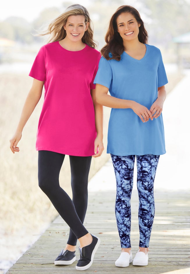 Stretch-Cotton Knit Pull-On Printed Pocket Leggings image number 3