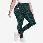 Stretch-Cotton Knit Pull-On Printed Pocket Leggings image number null