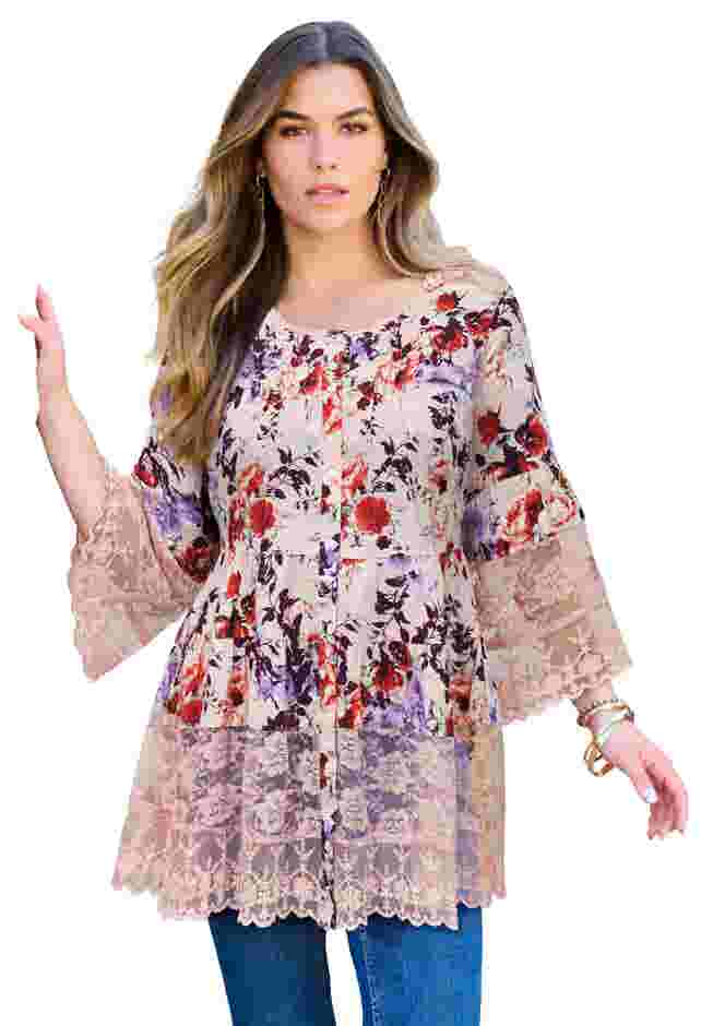 Lace Illusion Blouse image number 0
