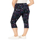 Stretch-Cotton Knit Pull-On Printed Pocket Capri Leggings image number null