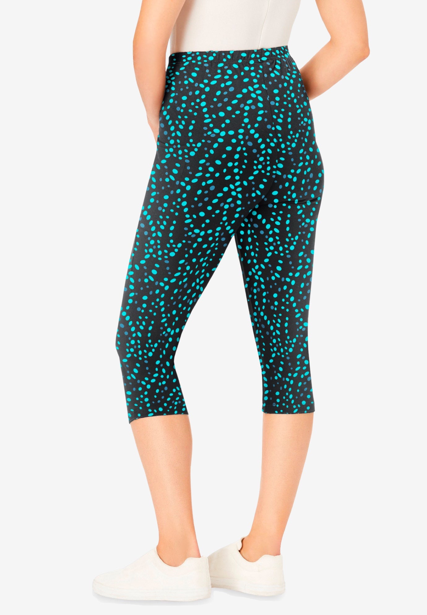 Stretch-Cotton Knit Pull-On Printed Pocket Capri Leggings image number 1