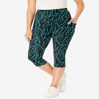 Stretch-Cotton Knit Pull-On Printed Pocket Capri Leggings image number null