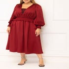 ELOQUII Elements Smocked Waist Midi Dress image number null