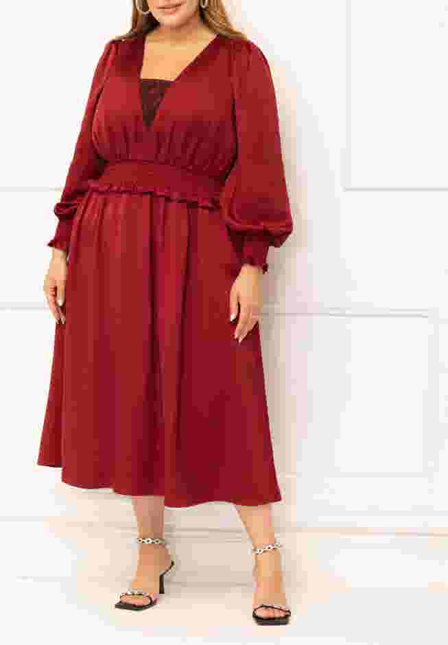 ELOQUII Elements Smocked Waist Midi Dress image number 0