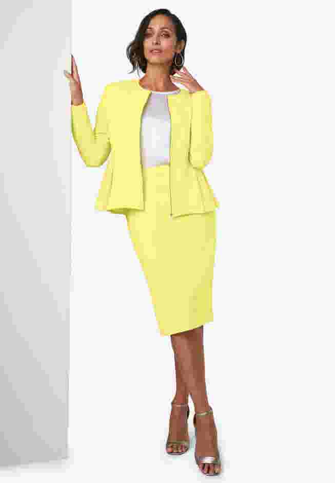 Collarless Peplum Skirt Suit image number 0