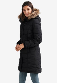Water-Resistant Faux-Fur Trim A-Line Puffer Coat