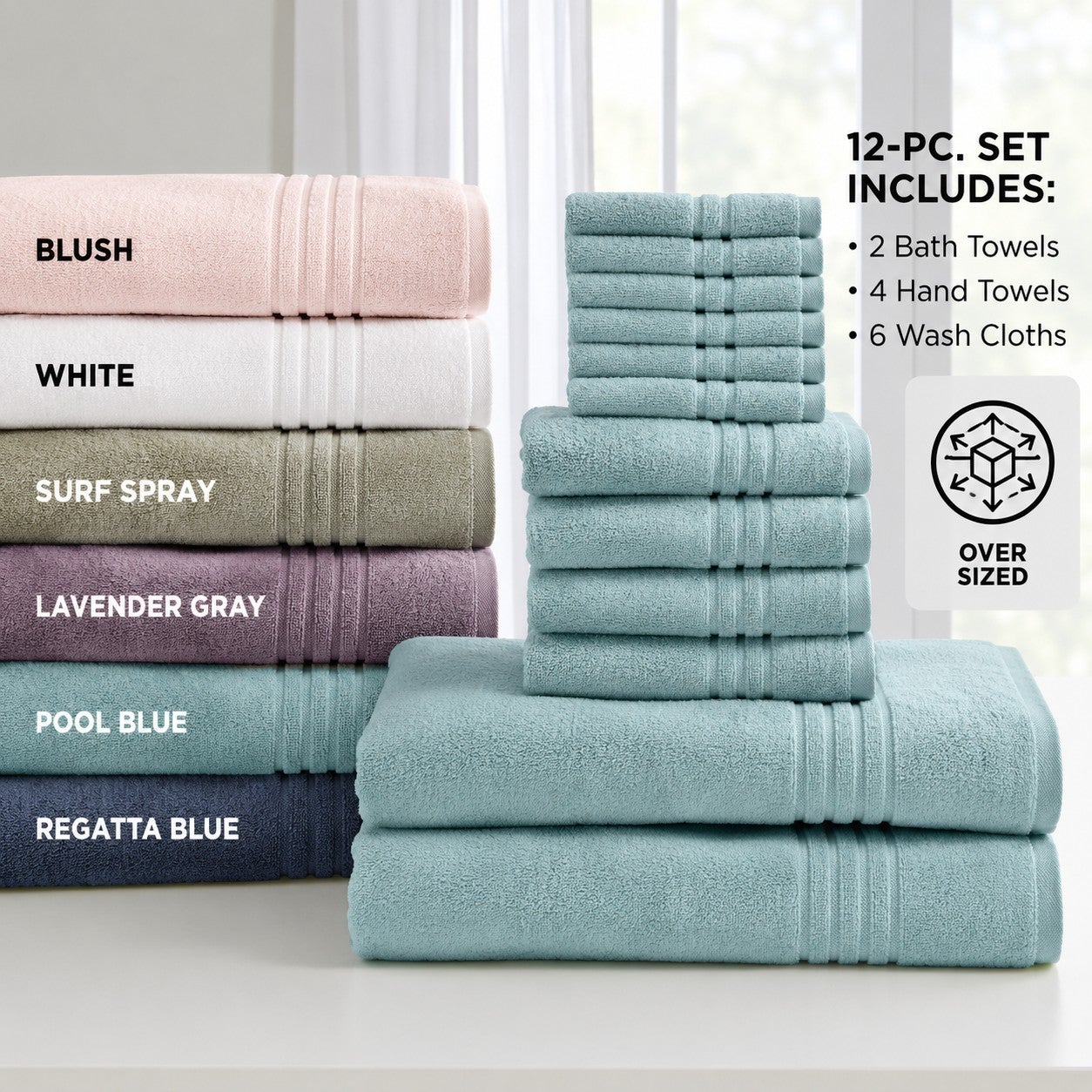 12-Pc. Zero-Twist Bath Towel Set image number 1
