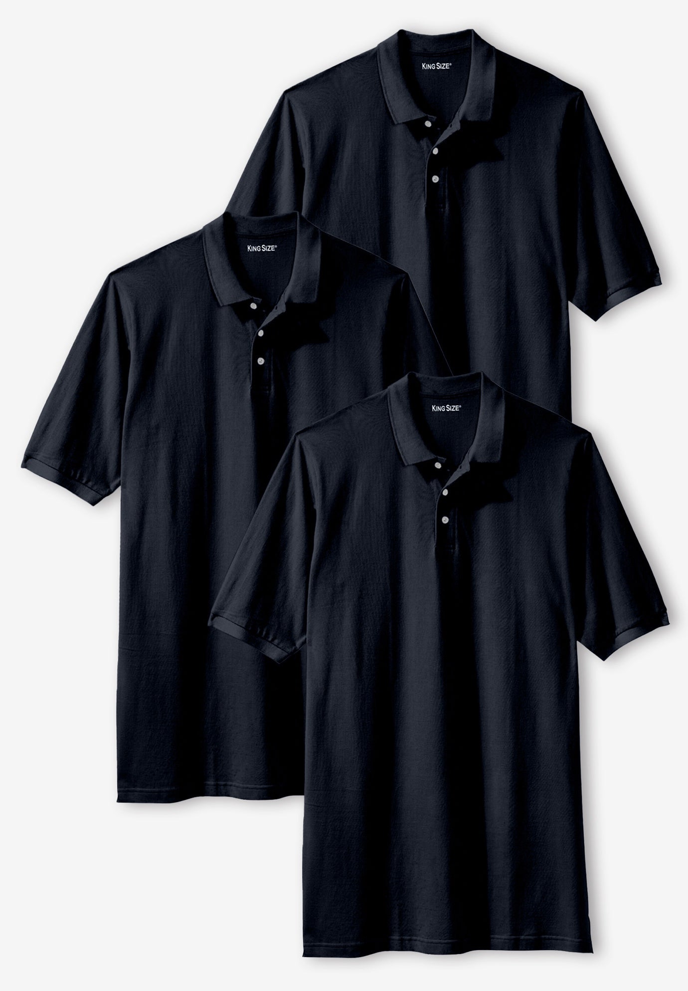 3-Pack Longer-Length Cotton Polos image number 0