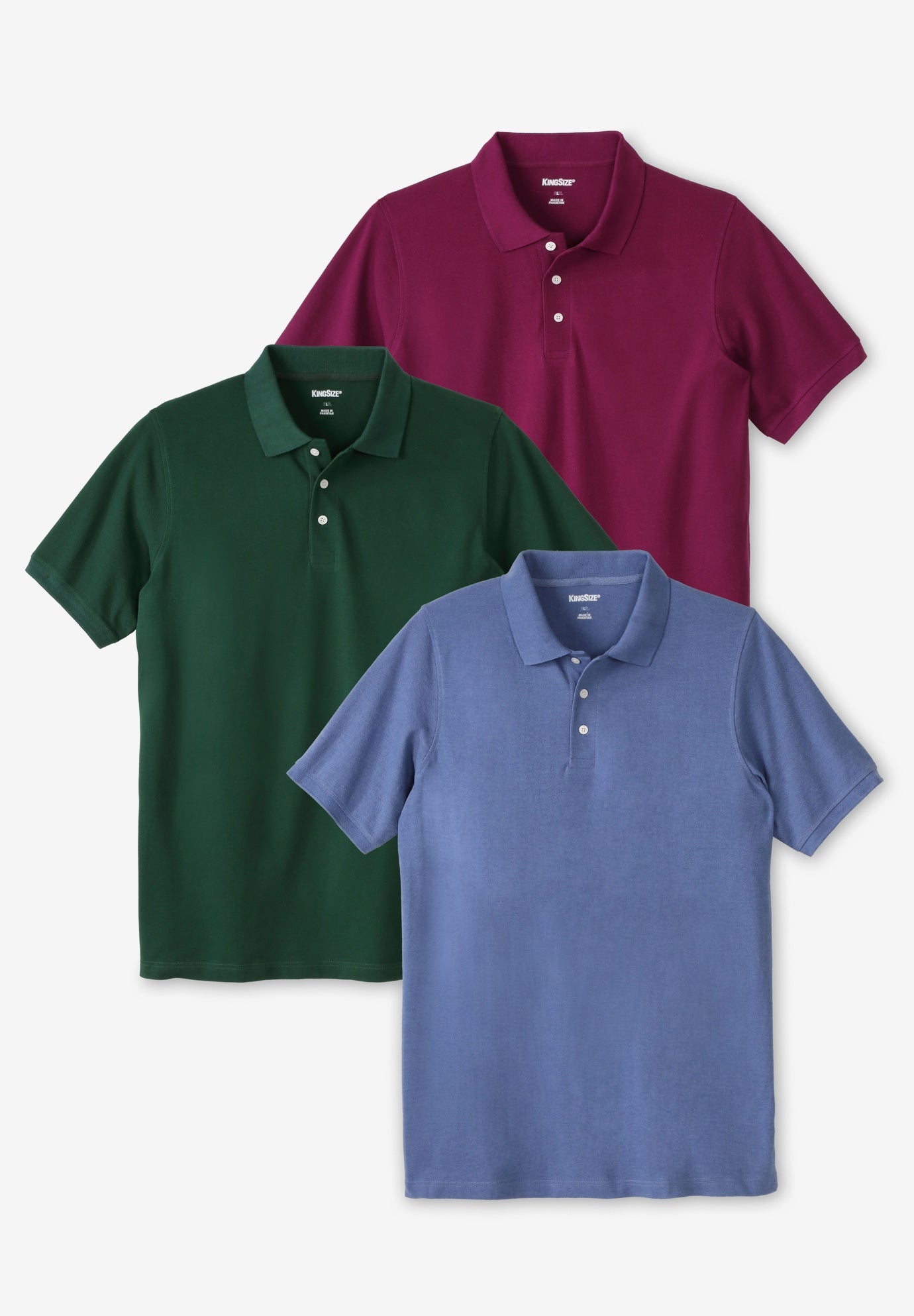 3-Pack Longer-Length Cotton Polos image number 0
