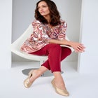 Knit Crepe Sweetheart Neckline Peplum Top image number 2