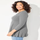 Waffle Knit Lace Trim Tunic image number null