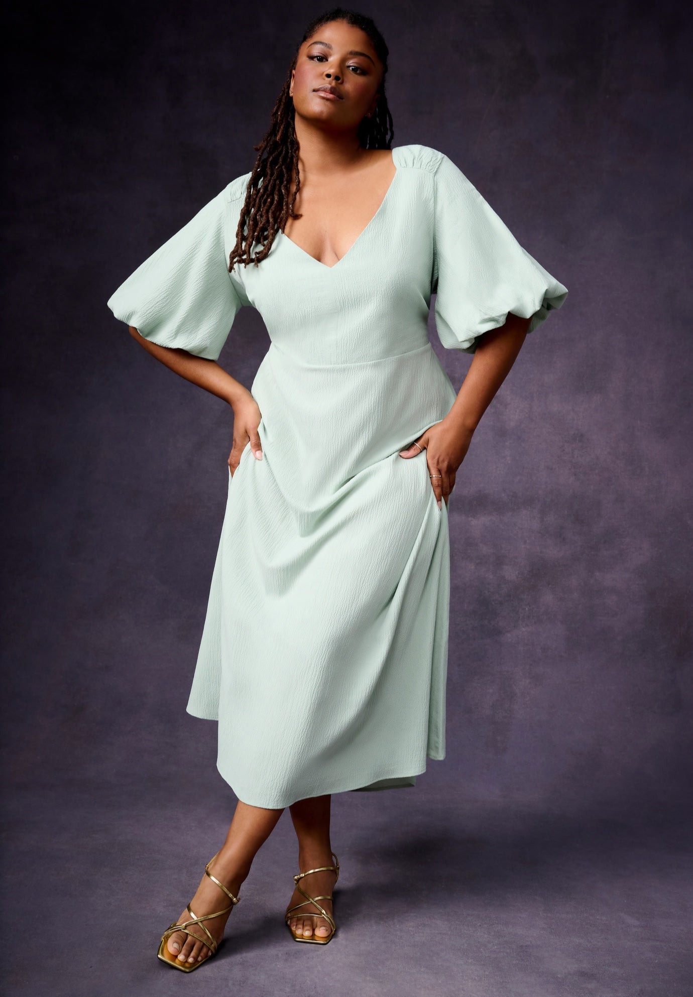Puff-Sleeve Babydoll Maxi Dress image number 0