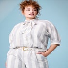 Tie-Neck Button-Down Blouse image number null