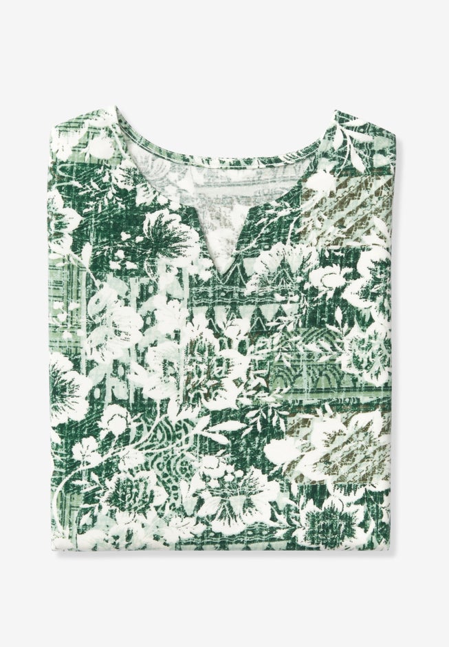 7-Day Three-Quarter Sleeve Notch-Neck Tunic image number 1