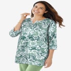 7-Day Three-Quarter Sleeve Notch-Neck Tunic image number null