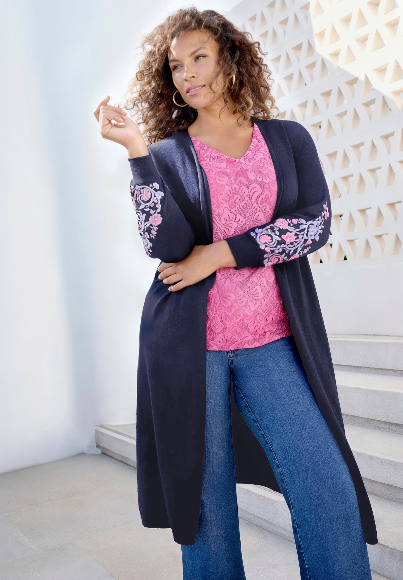 Embroidered Duster Cardigan image number 0