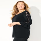 Dream Drape V-Neck Lace Trim Top image number 1